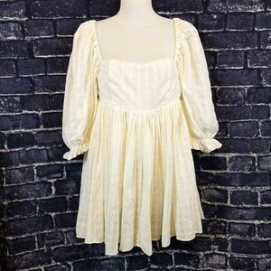 Ivory Mable Baby doll Dress with Balloon Sleeves Size Small